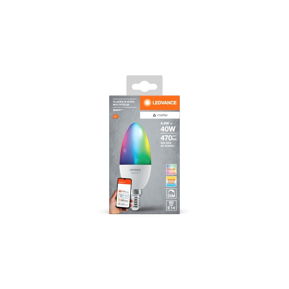Produktbild för LEDVANCE SMART+ MATTER Multicolor Classic B40 4,9W