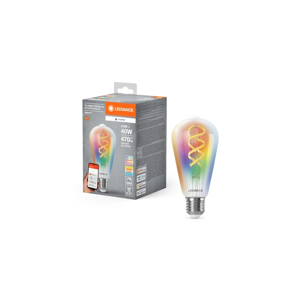 Produktbild för LEDVANCE SMART+ MATTER Filament Multicolor Classic E40 4,8W
