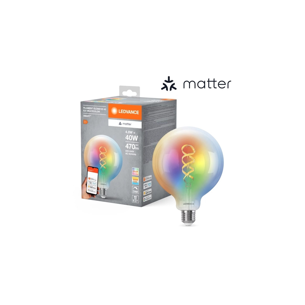 Produktbild för LEDVANCE SMART+ MATTER Filament Multicolor Classic 4,8W