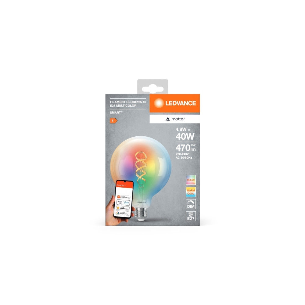 Produktbild för LEDVANCE SMART+ MATTER Filament Multicolor Classic 4,8W