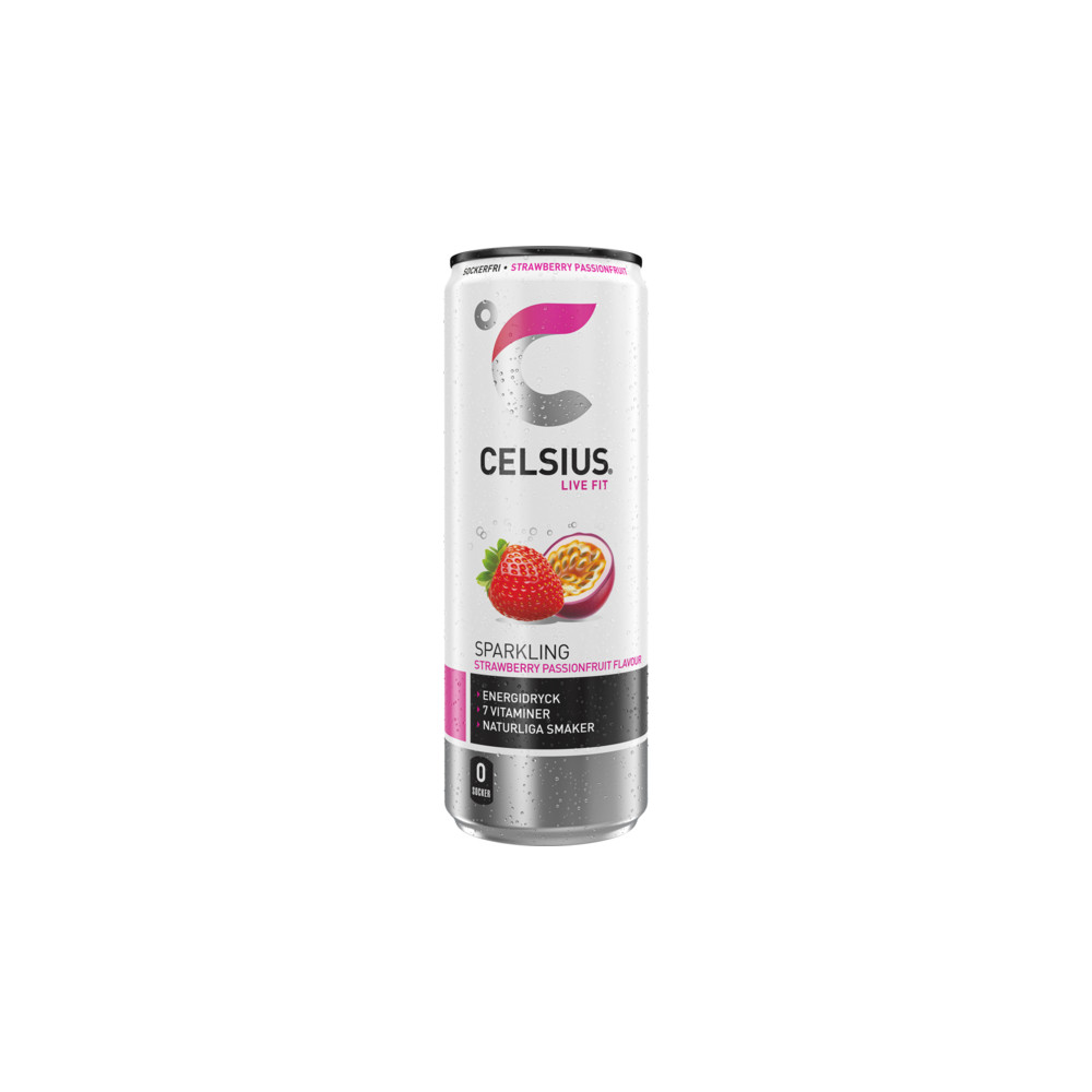 Produktbild för Celsius Strawberry Passionfruit Energidryck 35,5cl