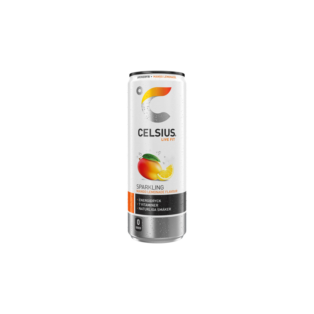 Produktbild för Celsius Mango Lemonade Energidryck 35,5cl