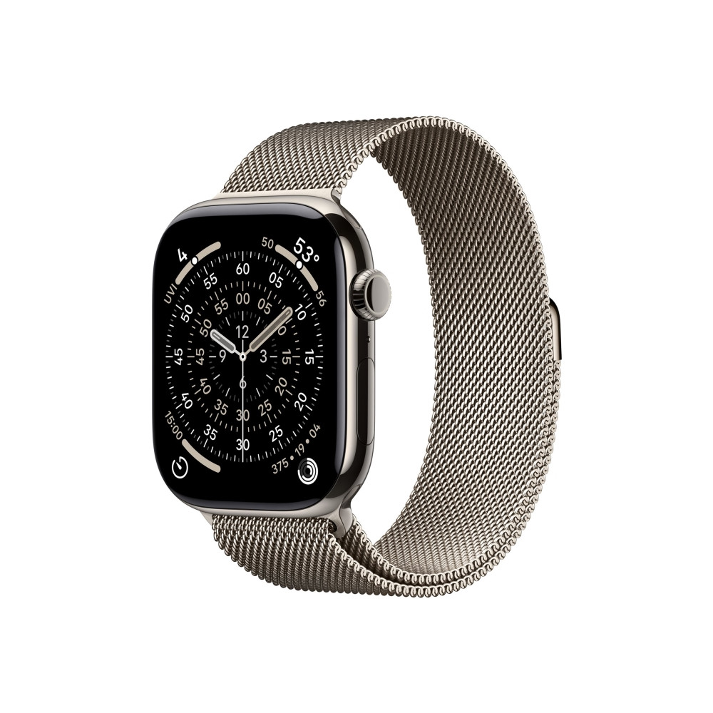 Produktbild för Apple Watch Series 11 (GPS + Cellular) - naturlig titan - smart klocka med milanesisk loop - naturlig - 64 GB