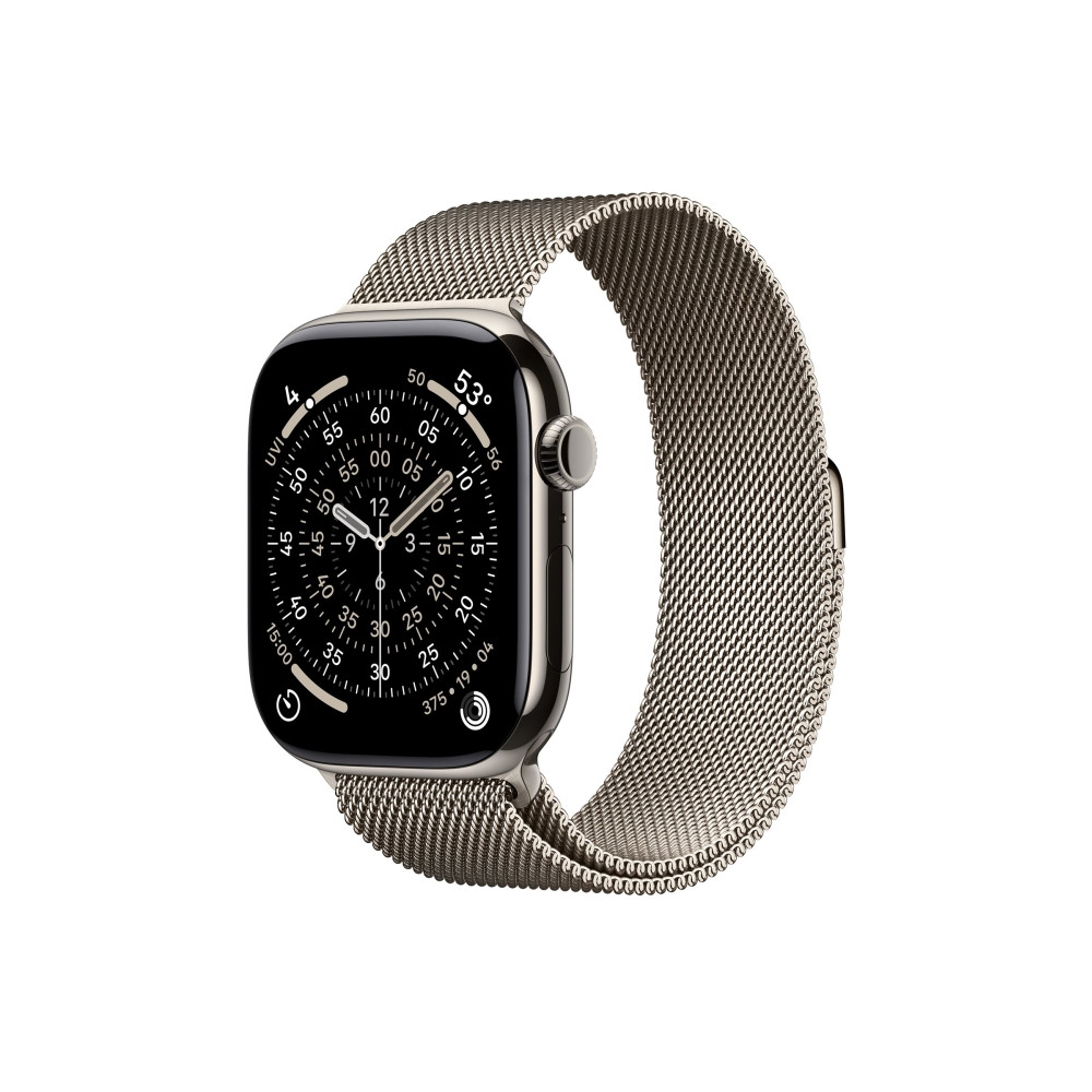 Produktbild för Apple Watch Series 11 (GPS + Cellular) - naturlig titan - smart klocka med milanesisk loop - naturlig - 64 GB