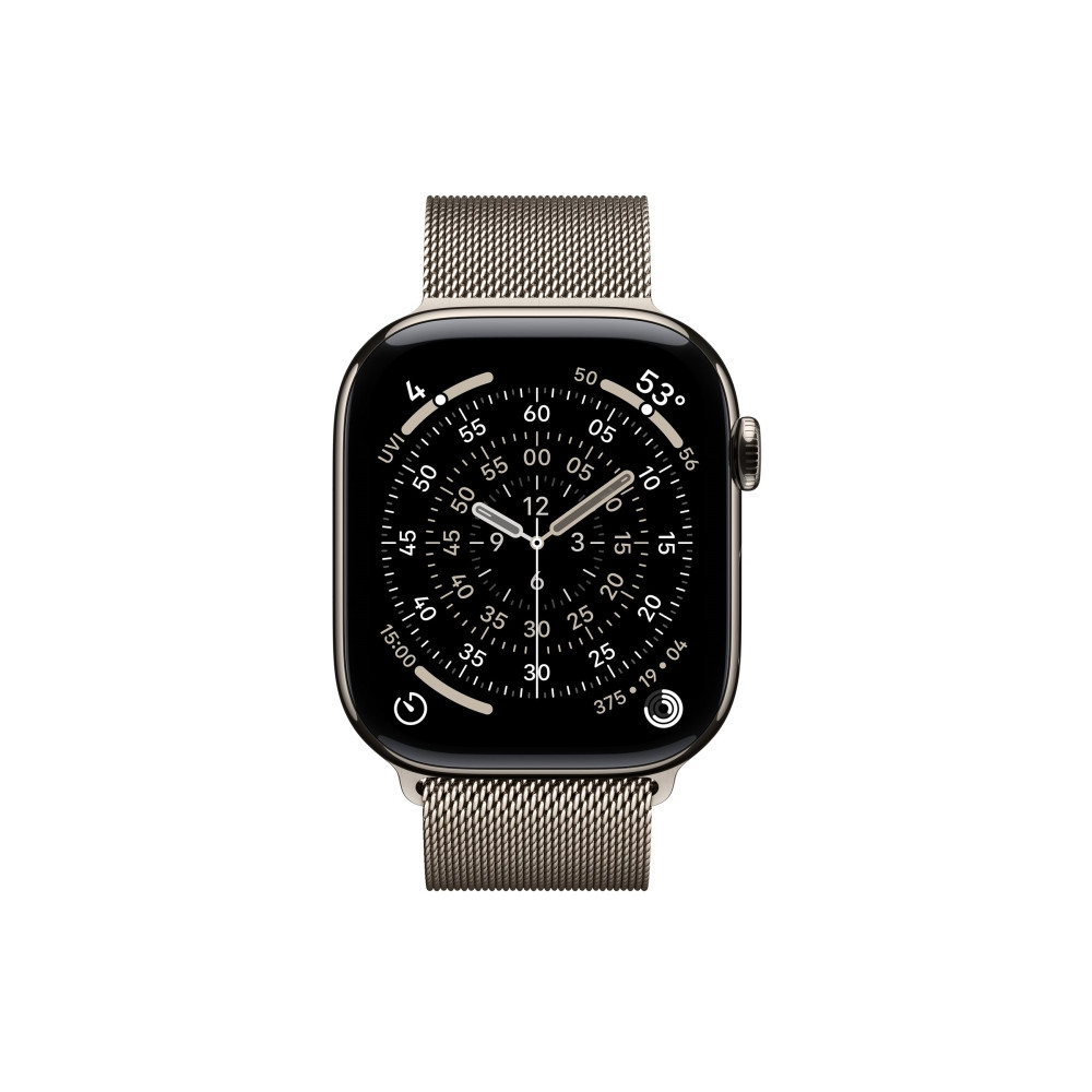 Produktbild för Apple Watch Series 11 (GPS + Cellular) - naturlig titan - smart klocka med milanesisk loop - naturlig - 64 GB