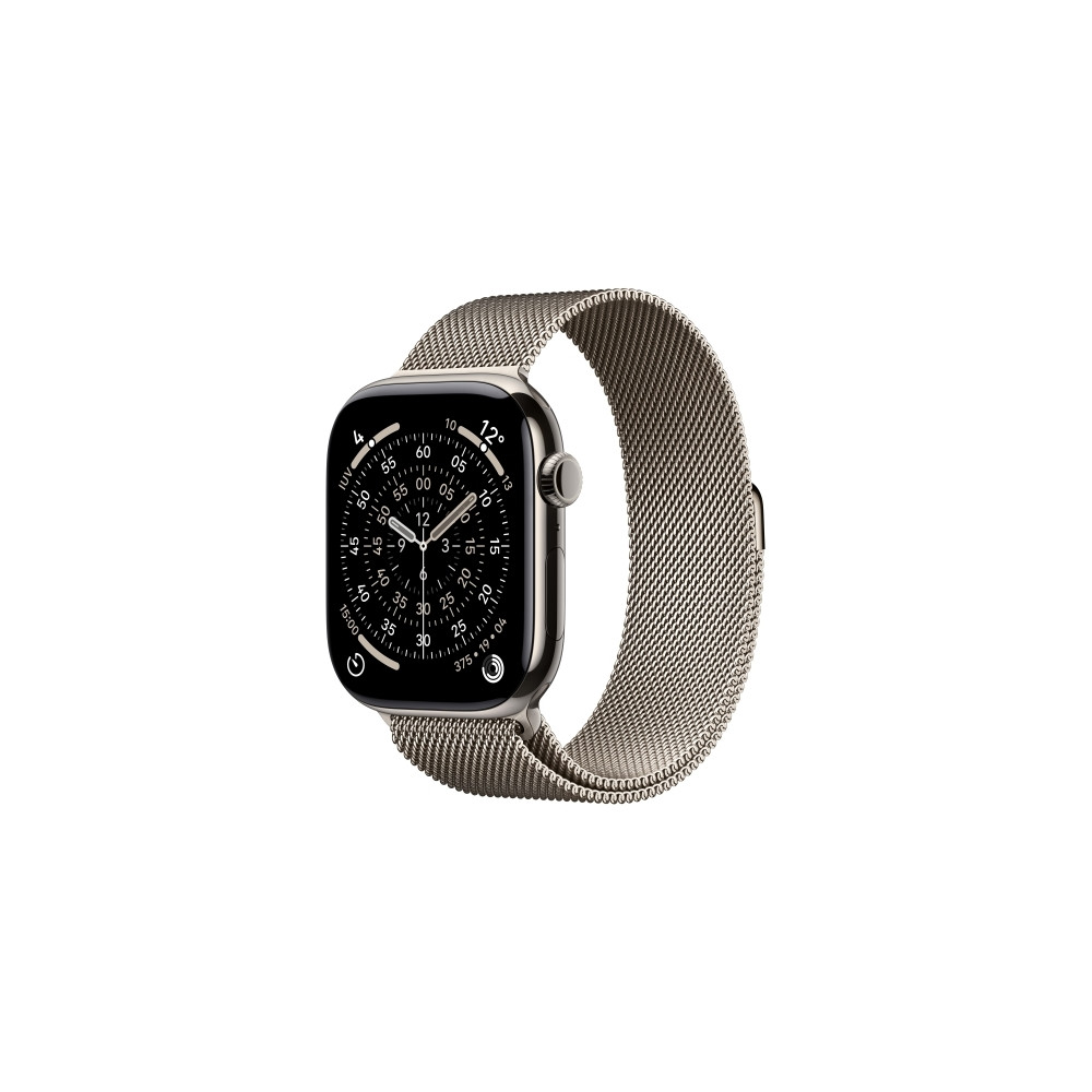 Produktbild för Apple Watch Series 11 (GPS + Cellular) - naturlig titan - smart klocka med milanesisk loop - naturlig - 64 GB