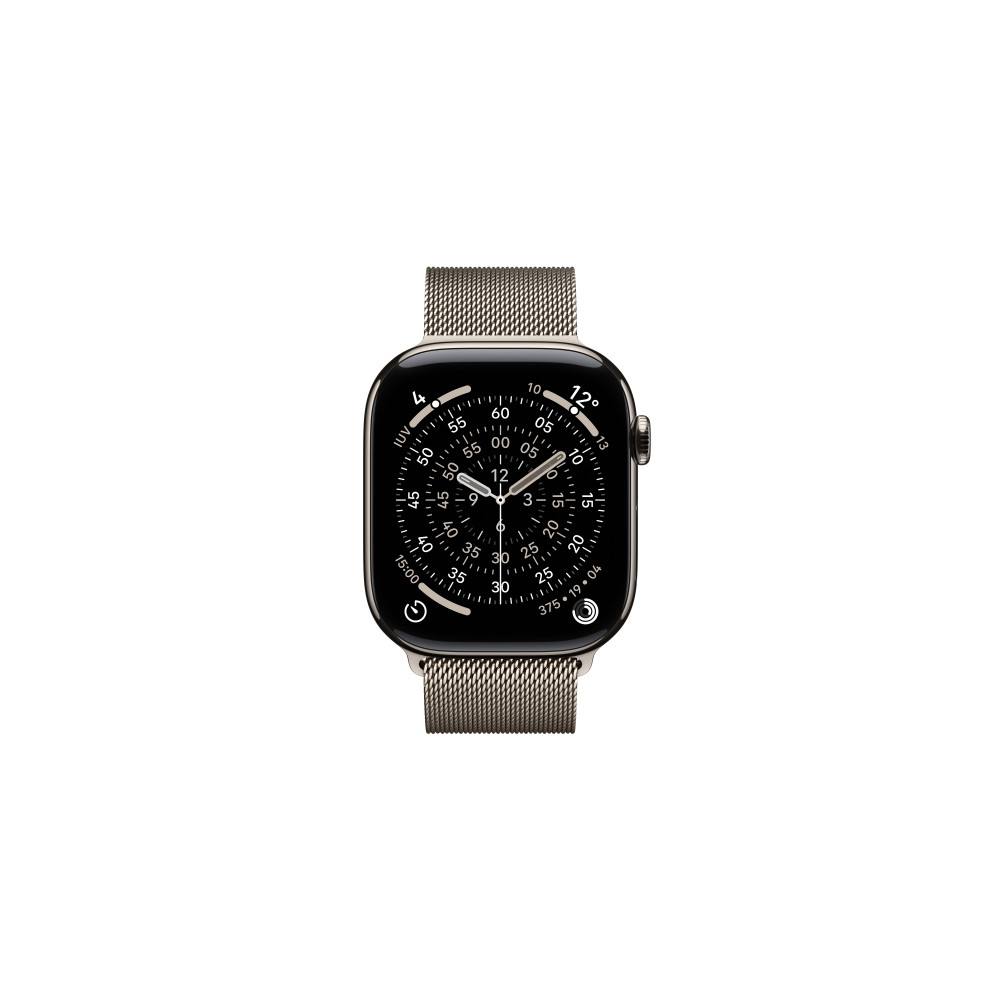 Produktbild för Apple Watch Series 11 (GPS + Cellular) - naturlig titan - smart klocka med milanesisk loop - naturlig - 64 GB
