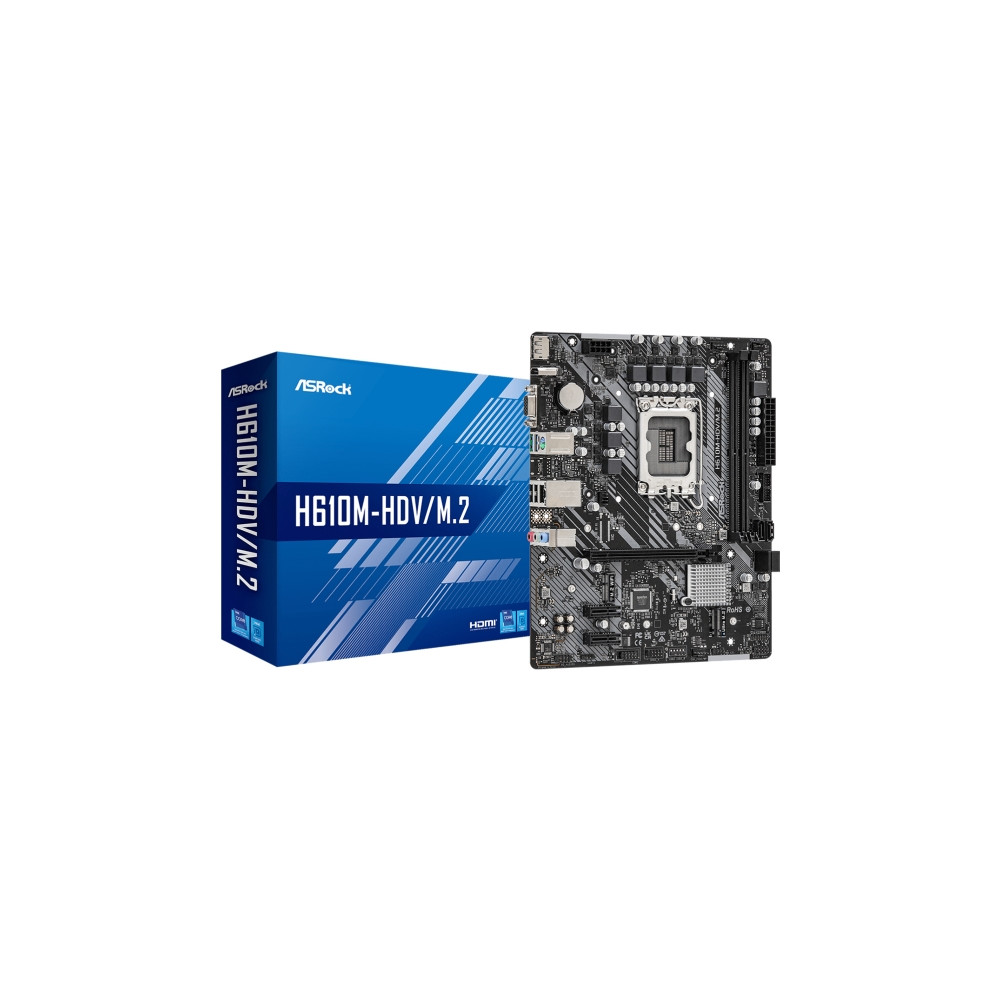 Produktbild för ASRock H610M-HDV/M.2 - moderkort - micro ATX - LGA1700-uttag - H610