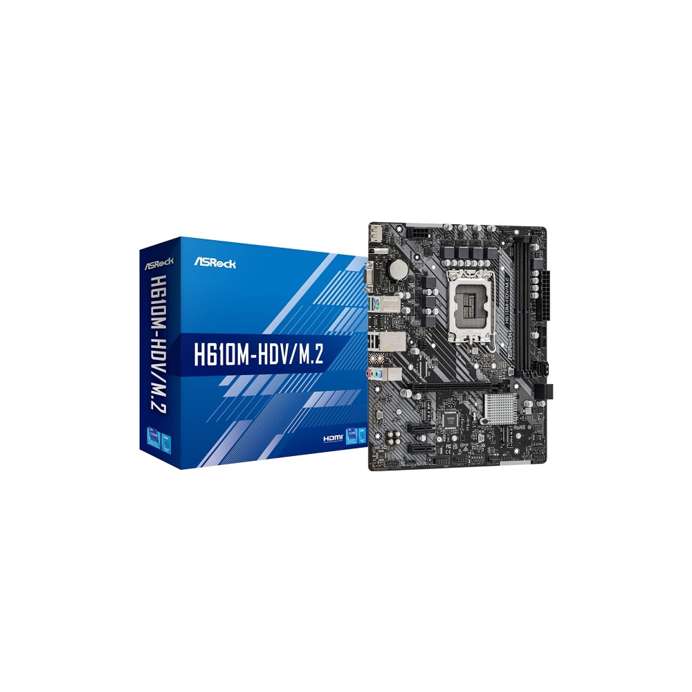 Produktbild för ASRock H610M-HDV/M.2 - moderkort - micro ATX - LGA1700-uttag - H610