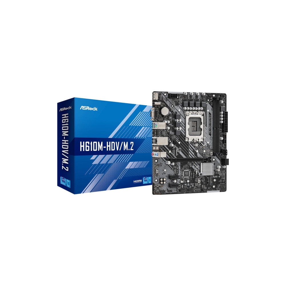 Produktbild för ASRock H610M-HDV/M.2 - moderkort - micro ATX - LGA1700-uttag - H610