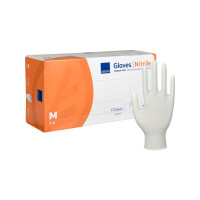 Produktbild för Undersökningshandske, ABENA Classic Protect, M, vit, nitril,...