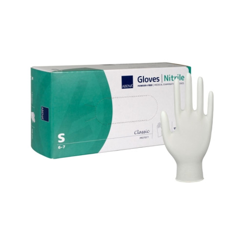 Abena Undersökningshandske, ABENA Classic Protect, S, vit, nitril,...