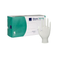 Produktbild för Undersökningshandske, ABENA Classic Protect, S, vit, nitril,...