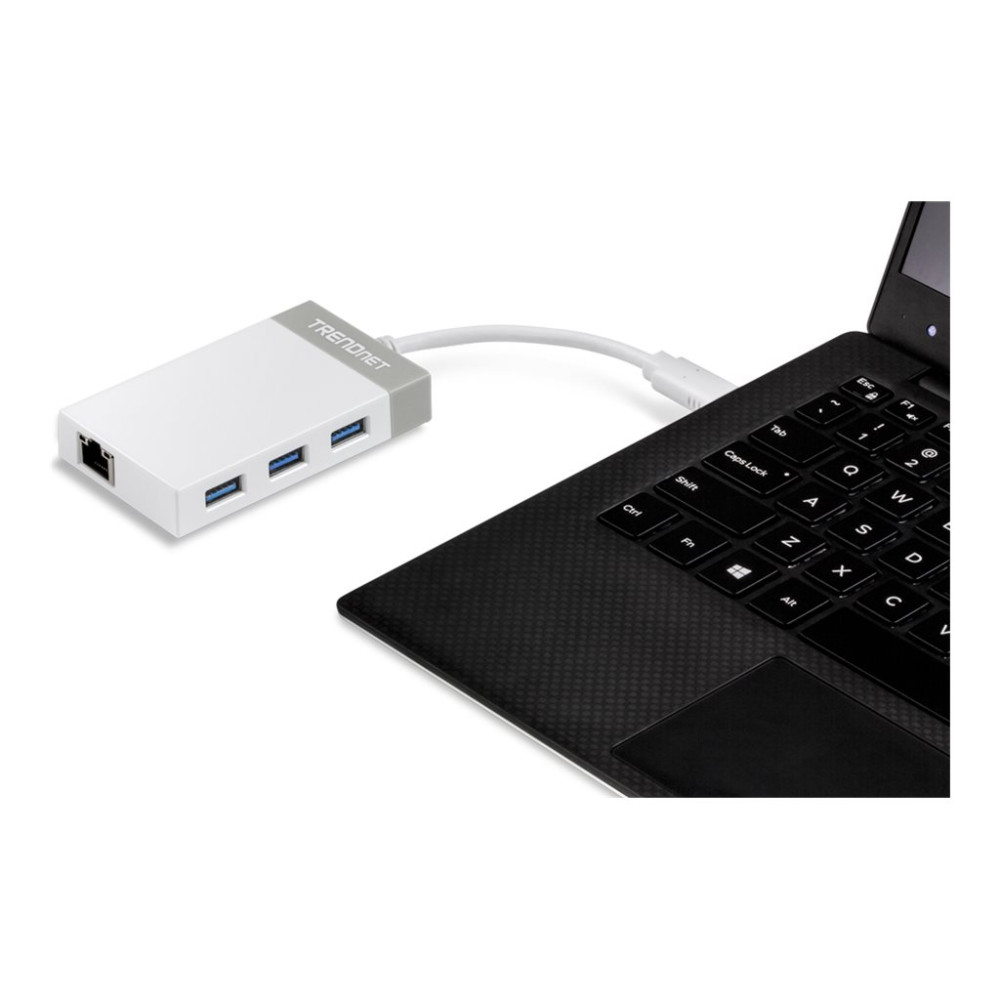 Produktbild för TRENDnet TUC-ETGH3 - nätverksadapter - USB-C - 1000Base-T x 1 + USB 3.0 x 3