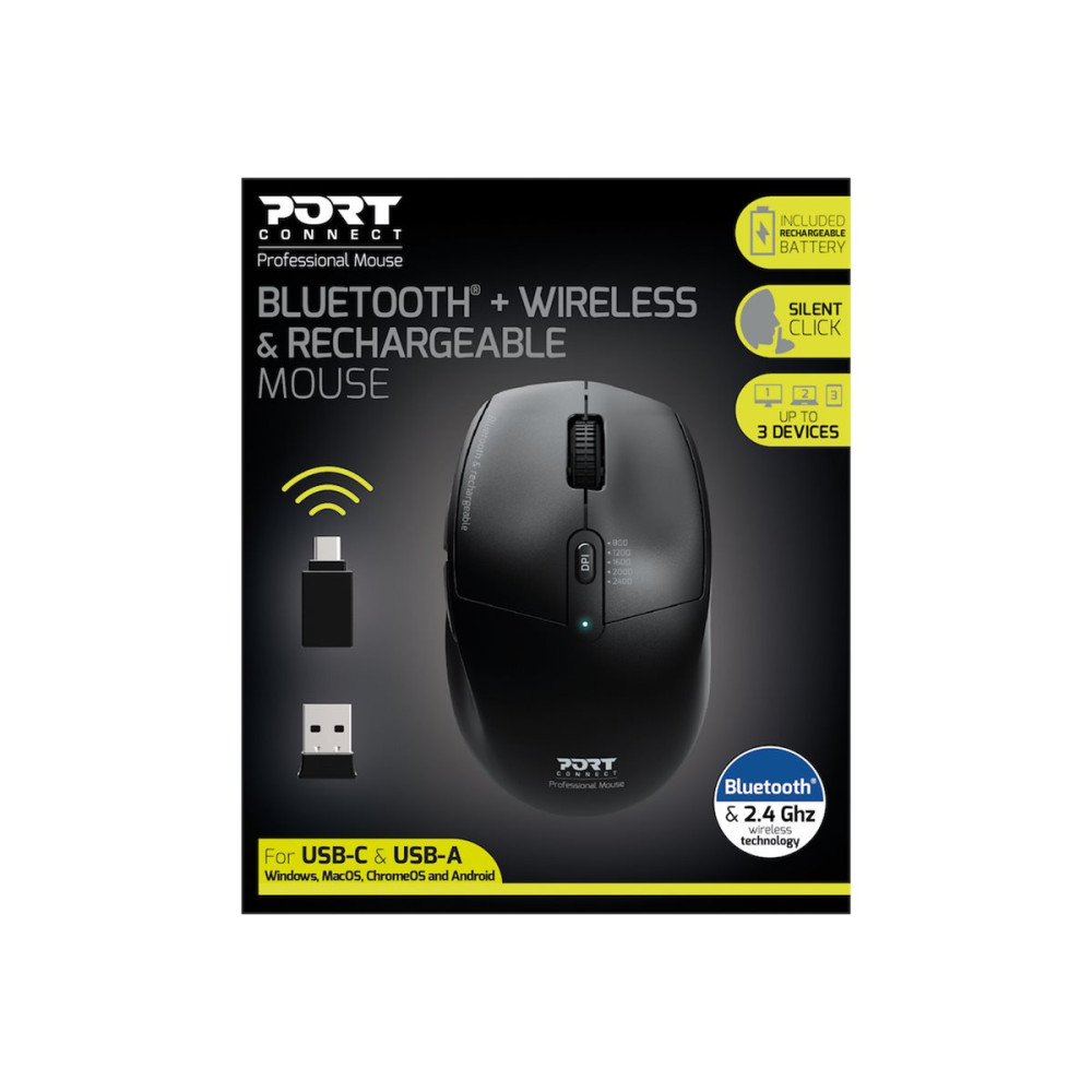 Produktbild för PORT Connect Professional - mus - 2.4 GHz, Bluetooth