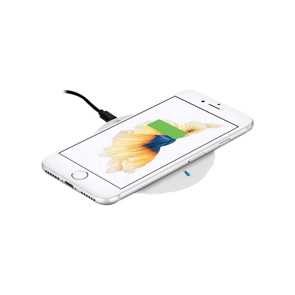 Produktbild för Manhattan Smartphone Wireless Charging Pad (Clearance Pricing), 5W charging, QI certified, White, Micro-USB to USB-A cable included, Micro-USB input into pad, USB-A wall charger/input required (not included), Cable 0.5m, Three Year Warranty, Boxed trådlös