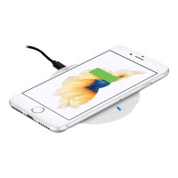 Produktbild för Manhattan Smartphone Wireless Charging Pad (Clearance Pricing), 5W charging, QI certified, White, Micro-USB to USB-A cable included, Micro-USB input into pad, USB-A wall charger/input required (not included), Cable 0.5m, Three Year Warranty, Boxed trådlös