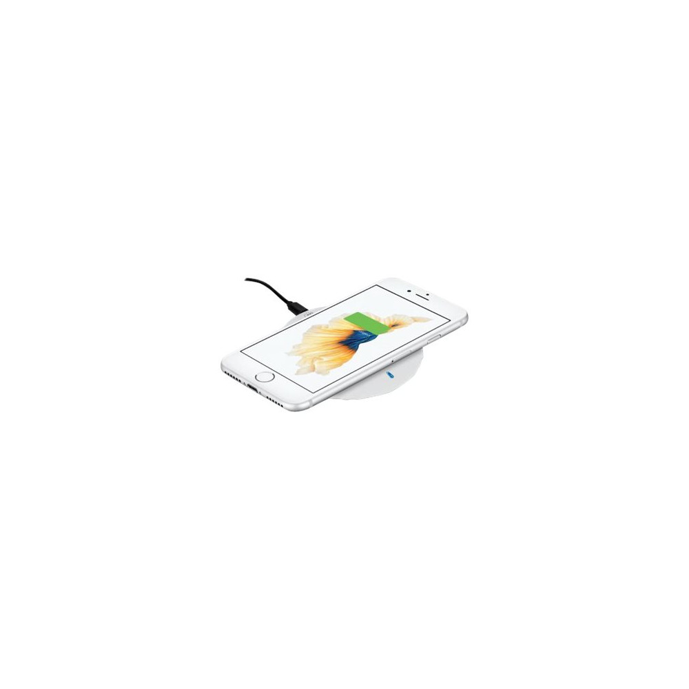 Produktbild för Manhattan Smartphone Wireless Charging Pad (Clearance Pricing), 5W charging, QI certified, White, Micro-USB to USB-A cable included, Micro-USB input into pad, USB-A wall charger/input required (not included), Cable 0.5m, Three Year Warranty, Boxed trådlös