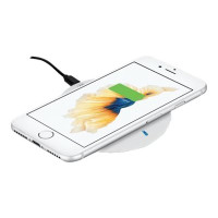 Produktbild för Manhattan Smartphone Wireless Charging Pad (Clearance Pricing), 5W charging, QI certified, White, Micro-USB to USB-A cable included, Micro-USB input into pad, USB-A wall charger/input required (not included), Cable 0.5m, Three Year Warranty, Boxed trådlös