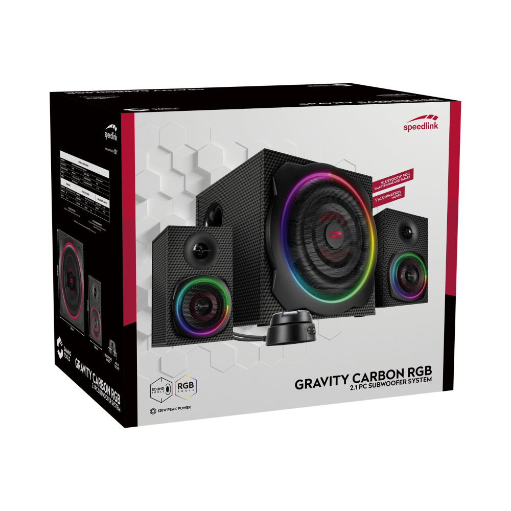 Produktbild för SPEEDLINK GRAVITY CARBON RGB - högtalarsystem - för persondator - trådlös