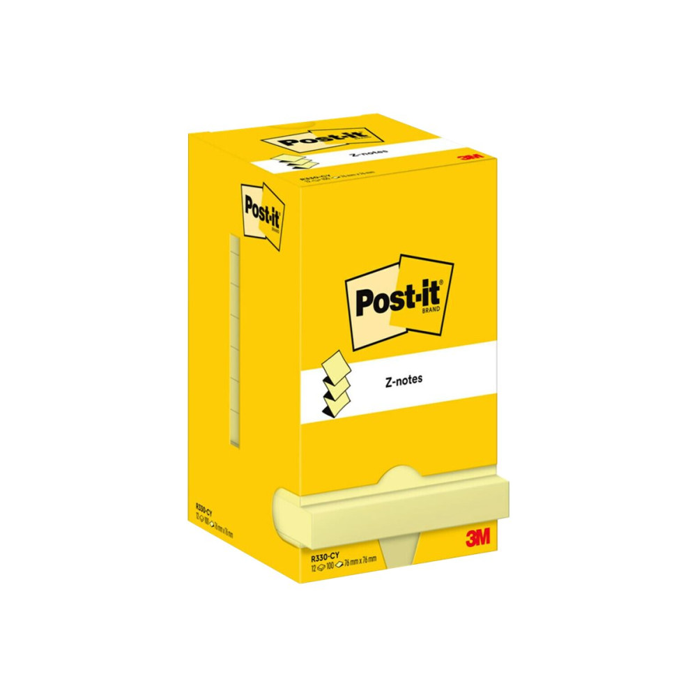 Produktbild för Post-it Z-Notes R330-CY - anteckningar - 76 x 76 mm - 1200 ark (12 x 100)