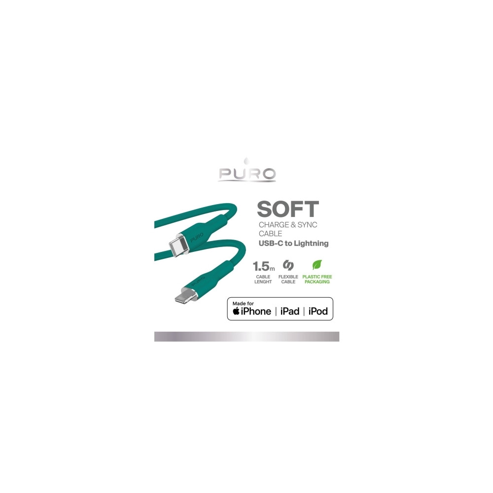 Produktbild för PURO PUCAPLTUSBCICONDKGRN, 1,5 m, Lightning, USB C, Hankoppl...