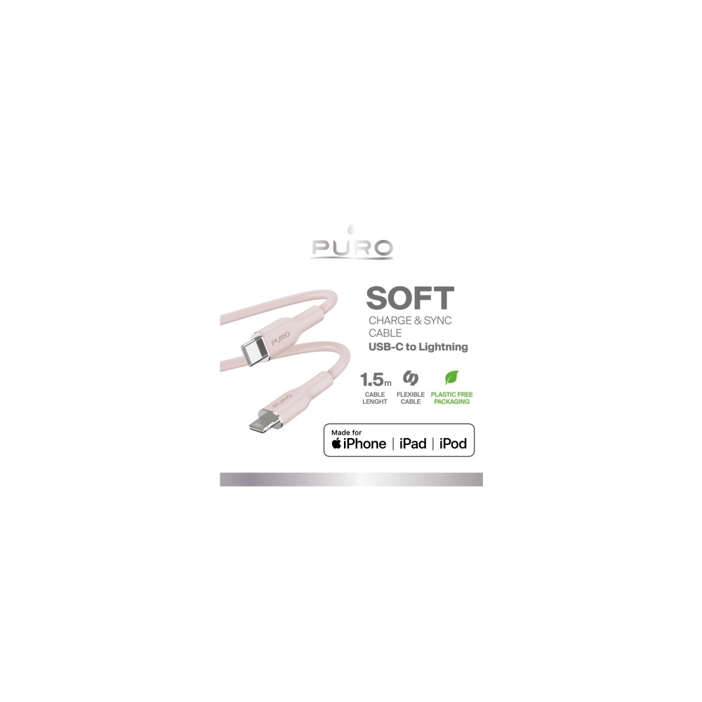 Produktbild för PURO PUCAPLTUSBCICONROSE, 1,5 m, Lightning, USB C, Hankoppli...