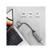 Produktbild för AXAGON ADE-TXCA - nätverksadapter - USB-C 3.2 Gen 1 / USB-A 3.2 Gen 1 - Gigabit Ethernet x 1