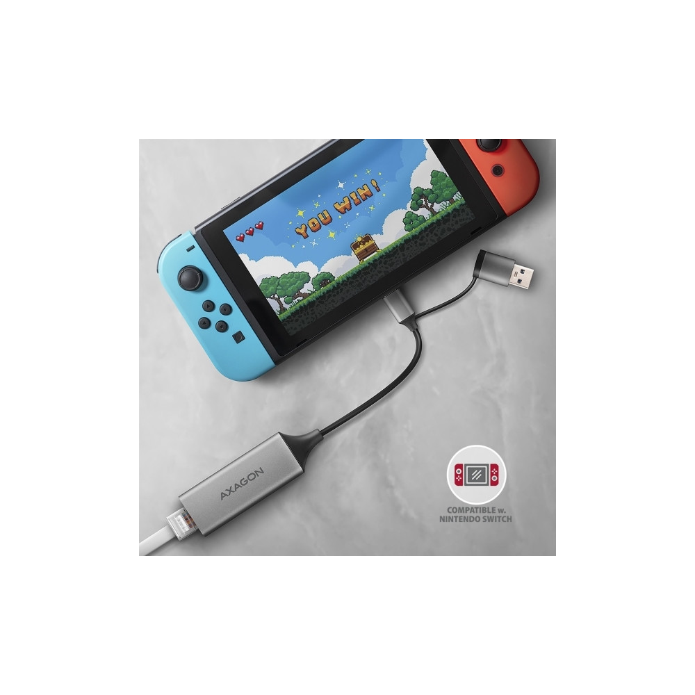 Produktbild för AXAGON ADE-TXCA - nätverksadapter - USB-C 3.2 Gen 1 / USB-A 3.2 Gen 1 - Gigabit Ethernet x 1