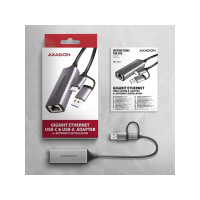 Produktbild för AXAGON ADE-TXCA - nätverksadapter - USB-C 3.2 Gen 1 / USB-A 3.2 Gen 1 - Gigabit Ethernet x 1