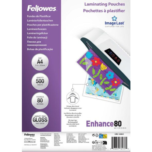 FELLOWES Laminat FELLOWES A4 80mic klar 500/fp