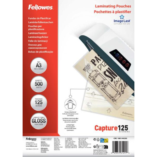 FELLOWES Laminat FELLOWES A3 125mic klar 500/fp