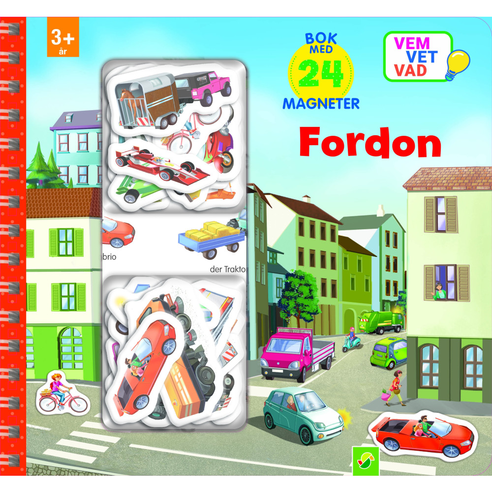 Produktbild för Fordon : bok med 24 magneter (bok, spiral)