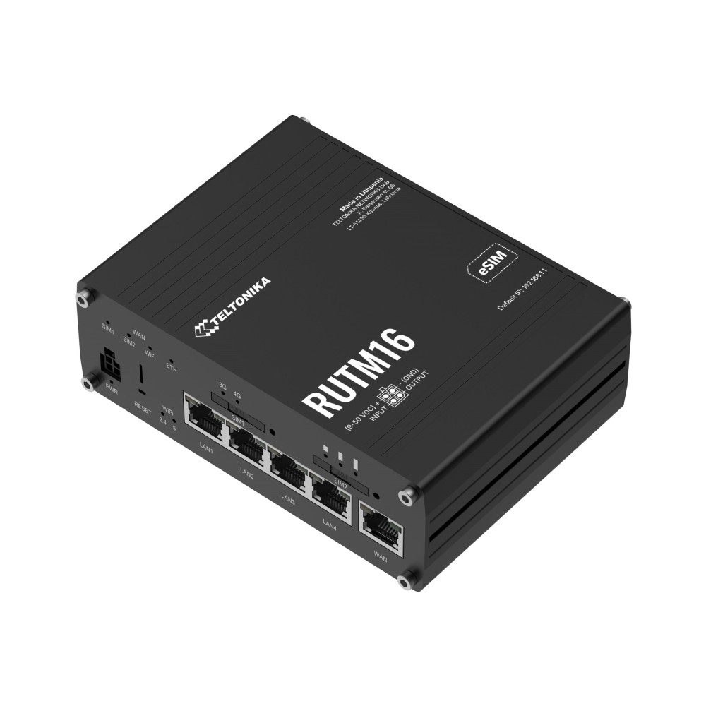 Produktbild för Teltonika RUTM16 - trådlös router - WWAN - Wi-Fi 5, LTE - 3G, 4G - DIN-skenmonterbar, väggmonterbar, bordsmonterbar