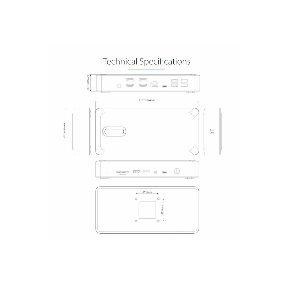 Produktbild för StarTech.com Thunderbolt 4 Multi-Display Docking Station, Quad/Triple/Dual Monitor Dock, 2x HDMI/2x DisplayPort, 7x USB Hub, 2.5 Gigabit Ethernet, 98W Power Delivery, for Windows/MacBook - TB4 Host Cable (132UE-TB4USB4DOCK) - dockningsstation - Thunderbol