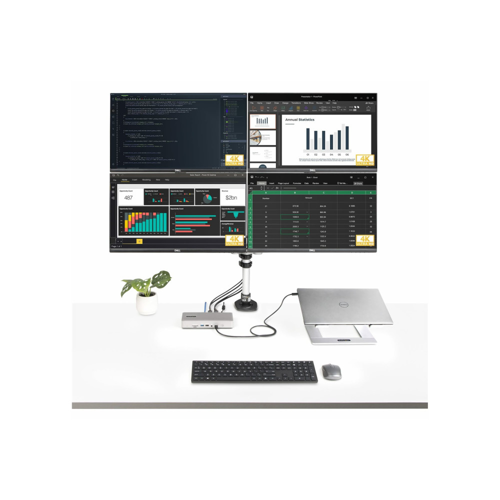Produktbild för StarTech.com Thunderbolt 4 Multi-Display Docking Station, Quad/Triple/Dual Monitor Dock, 2x HDMI/2x DisplayPort, 7x USB Hub, 2.5 Gigabit Ethernet, 98W Power Delivery, for Windows/MacBook - TB4 Host Cable (132UE-TB4USB4DOCK) - dockningsstation - Thunderbol