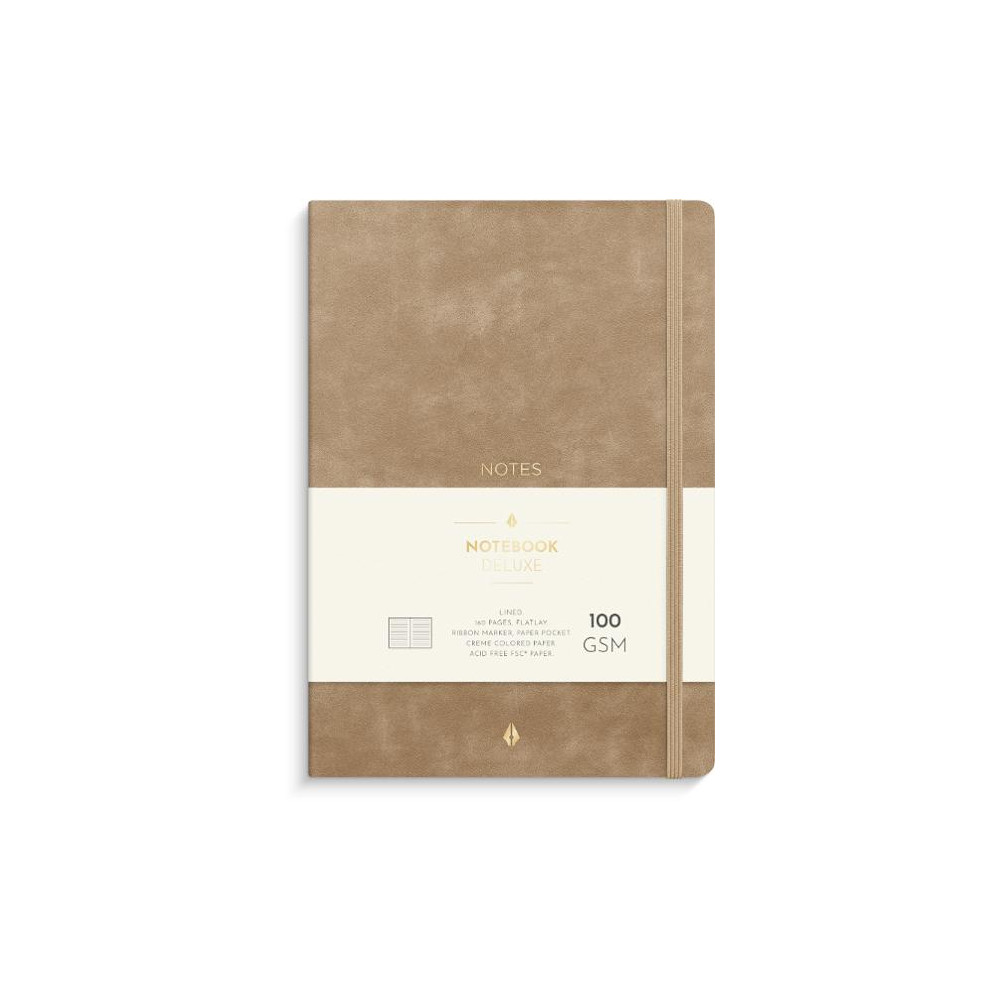 Produktbild för Ant.bok BURDE Deluxe A5 linj smooth beig