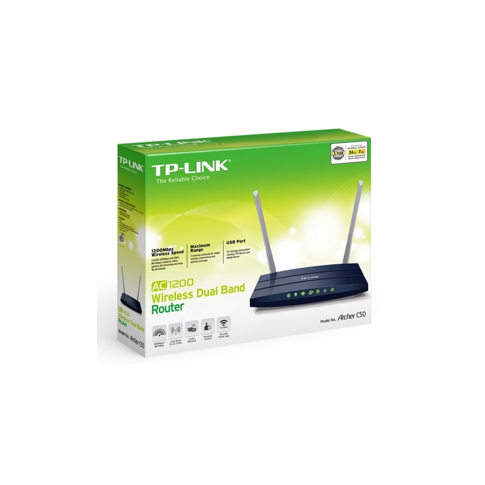 Produktbild för TP-Link Archer C50 - trådlös router - Wi-Fi 5 - skrivbordsmodell