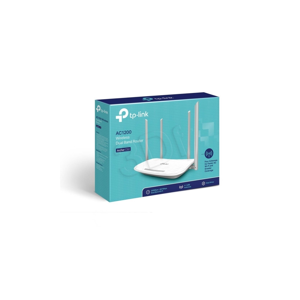 Produktbild för TP-Link Archer C50 - trådlös router - Wi-Fi 5 - skrivbordsmodell