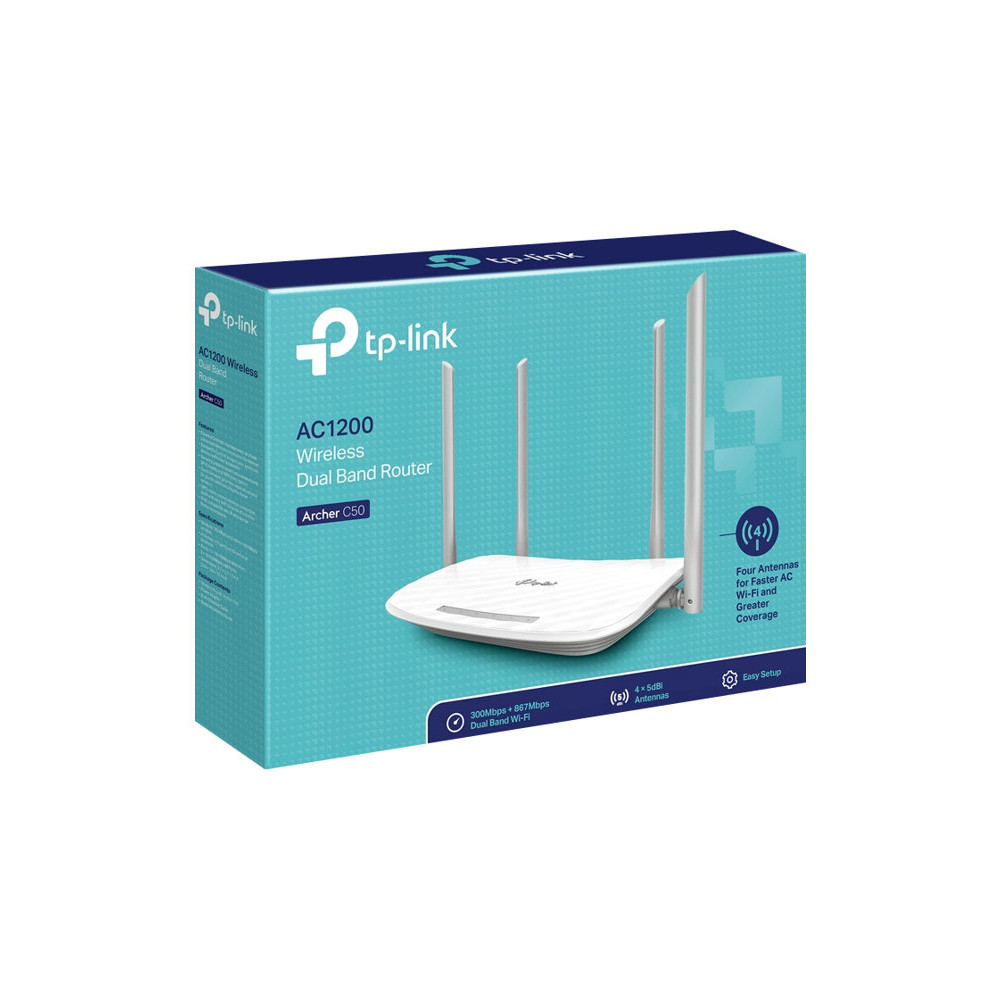 Produktbild för TP-Link Archer C50 - trådlös router - Wi-Fi 5 - skrivbordsmodell