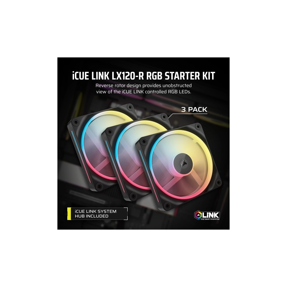 Produktbild för CORSAIR iCUE Link LX120-R RGB - lådfläkt - omkastat blad