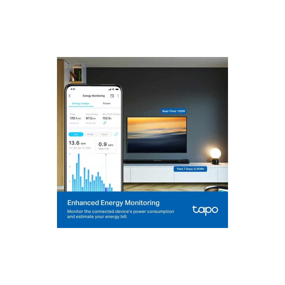 Produktbild för Tapo P110 V1.6 - smart kontakt - energiövervakning - 802.11b/g/n