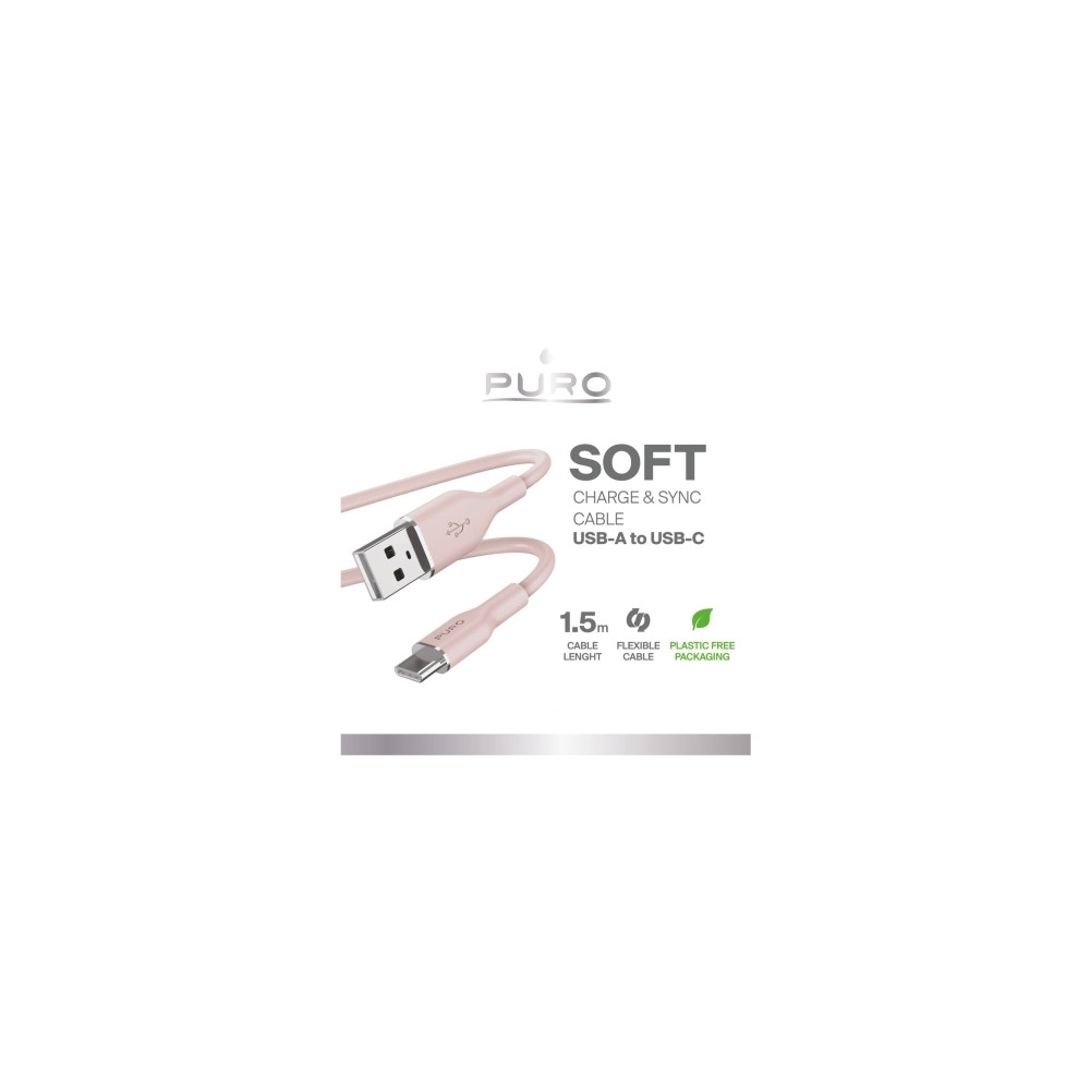 Produktbild för PURO PUUSBCICONROSE, 1,5 m, USB A, USB C, USB 3.2 Gen 1 (3.1...