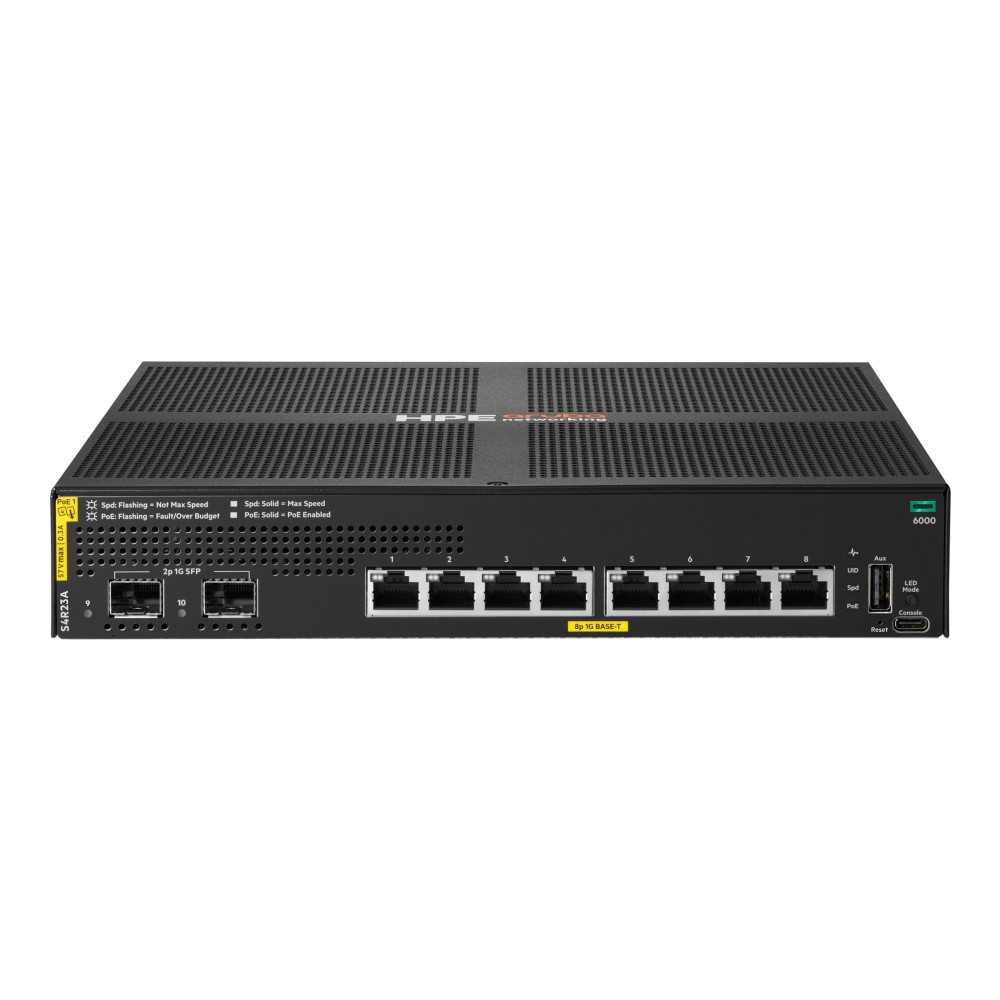 Produktbild för HPE Aruba Networking CX 6000 8p 10M/100M/1G Class4 PoE 2p SFP 1G 67W Switch - switch - 8 portar - Administrerad - rackmonterbar