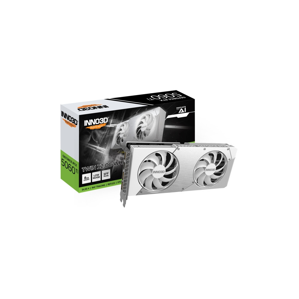 Produktbild för Inno3D GeForce RTX 5060 Ti 8GB TWIN X2 OC - grafikkort - GeForce RTX 5060 Ti - 8 GB - vit