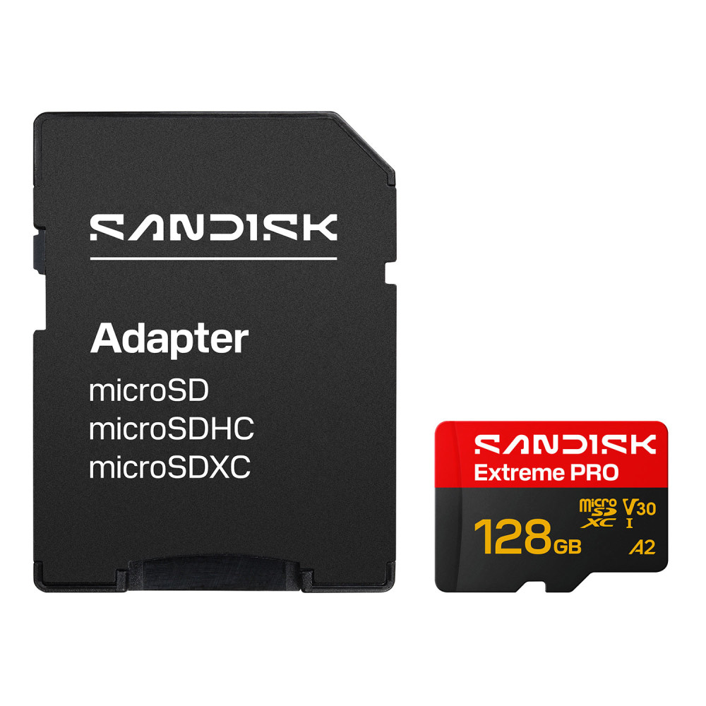 Produktbild för MicroSD Extreme Pro 128GB 250/120MB/s C10 UHS U3 V30 A1 Adapter