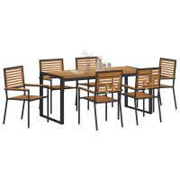 Produktbild för Trädgårdsmöbelset 7 pcs Svart och Brunt konstrotting