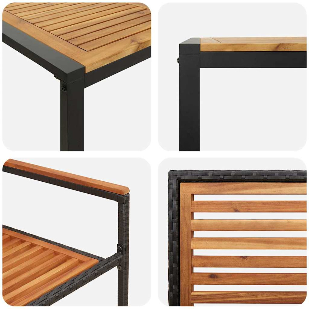 Produktbild för Trädgårdsmöbelset 7 pcs Svart och Brunt konstrotting