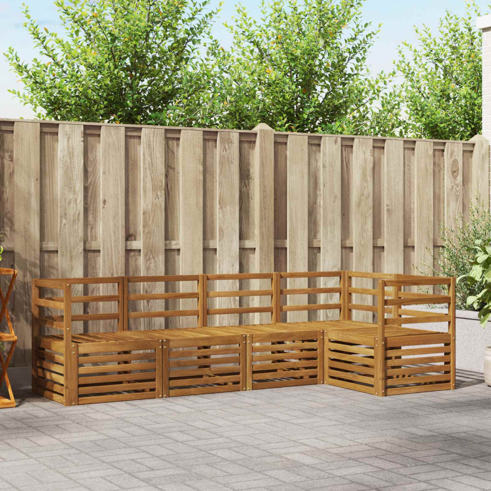 Produktbild för Sektionsoffgrupp 5 pcs Naturfärg Massivt Akaciaträ