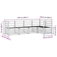 Produktbild för Sektionsoffgrupp 5 pcs Naturfärg Massivt Akaciaträ